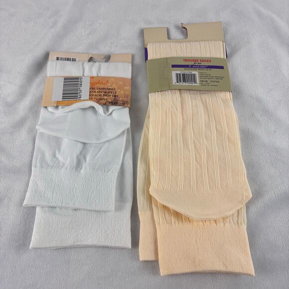 Vintage Dead Stock Ladies Trouser Socks Anklet Sophia Max Grey 9-11 White Cream - Picture 5 of 6
